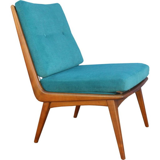 Sedia vintage, Hans Mitzlaff in petrolio, anni '50