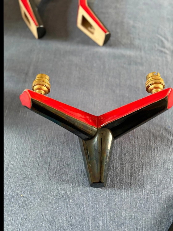 Image 1 of Art Deco ceramic wall lights from the 1950s and 60s