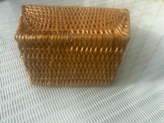 Image 1 of Panier suspendu tressé, panier en osier, panier mural, marron, 36 cm, vintage