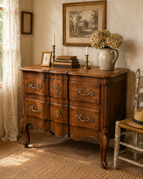 Louis XV Period Commode with Crossbow – Chest of drawers, Wood (photo 9 of 9)