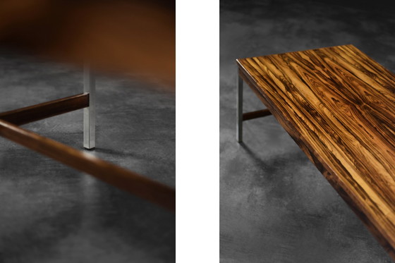 Image 1 of Tavolino da caffè grande vintage Mid-Century moderno in palissandro e alluminio di HMB Möbler Rörvik, Svezia, anni &#39;60