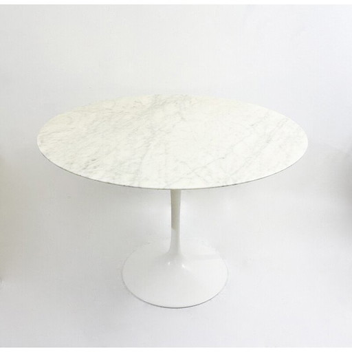 Vintage ronde wit marmeren eettafel van Eero Saarinen voor Knoll, Italië 1960