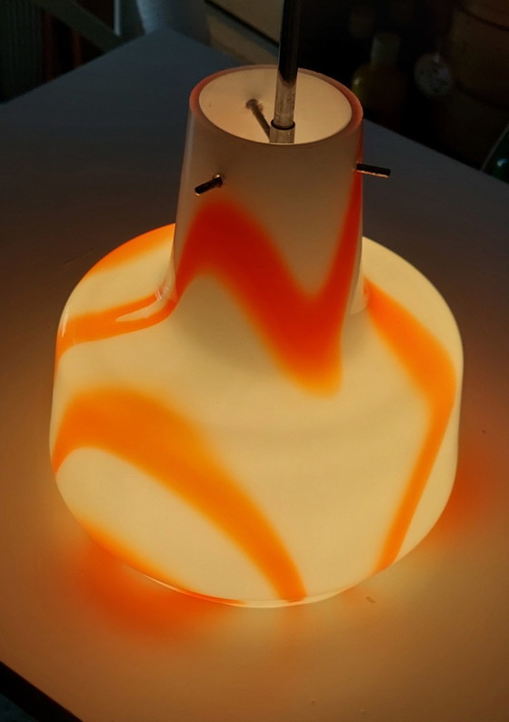 Image 1 of Lampada a sospensione arancione Murano anni '70