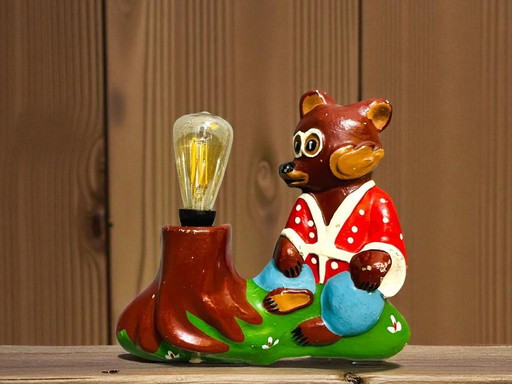 USSR vintage metal bear nursery wall sconce light, 1990s