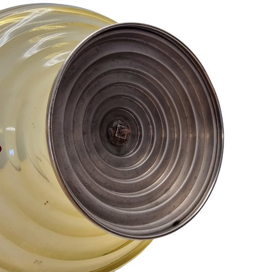 Image 1 of Gele Art Deco schaal op chrome voet