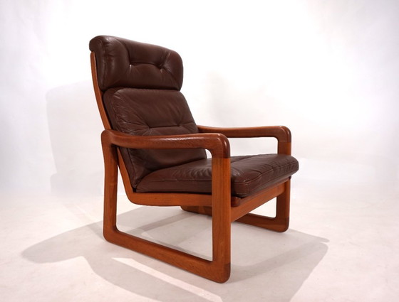Image 1 of EMC teakhouten leren fauteuil, 1960