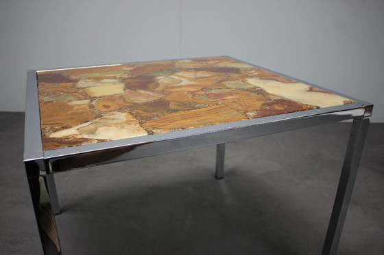 Image 1 of Mid-Century Resin and Stone Chrome Plated Coffee Table, 1970s, Germany