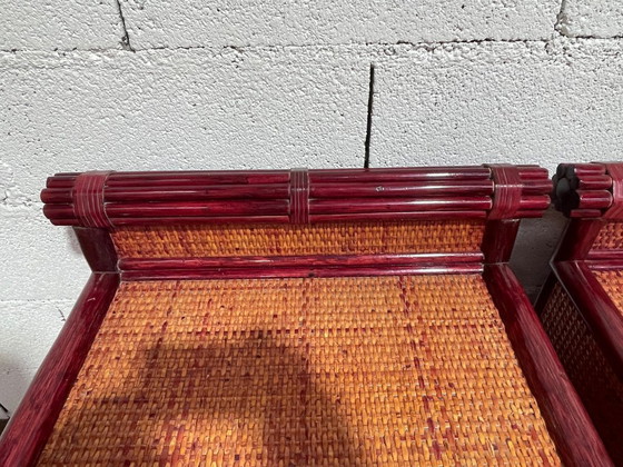 Image 1 of Maugrion rotan nachtkastjes voor Roche Bobois, jaren 80