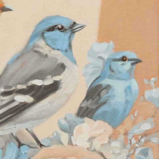 Image 1 of Birds and Flowers, oil on canvas, 30x30 cm, Sandra Kolondam