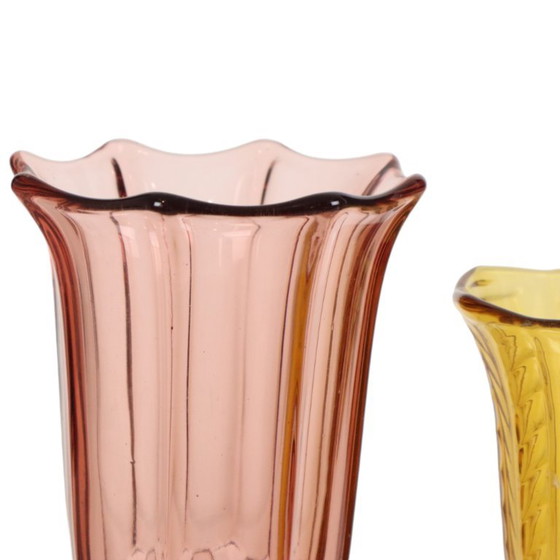 Pair of Colored Glass Vases from the Art Deco Period – Vintage (photo 6 of 12)