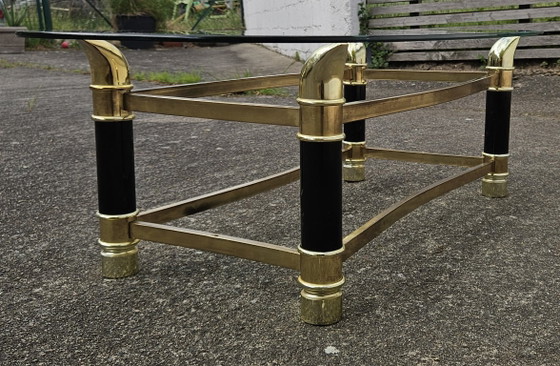 Image 1 of Italian Faux Tusk Glass Coffee Table Tommaso Barbi Style 80s
