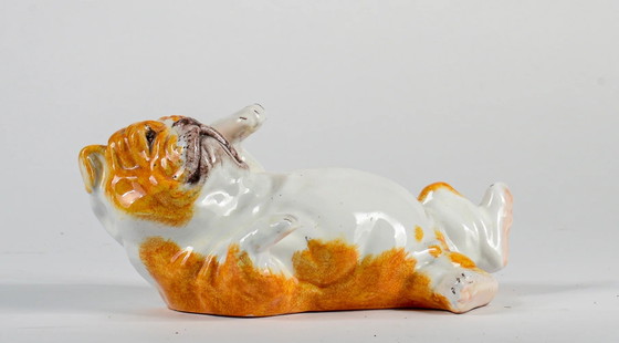 Sculture in Ceramica di Bulldog Stile Guido Cacciapuoti, a Pancia in Su (photo 4 of 10)