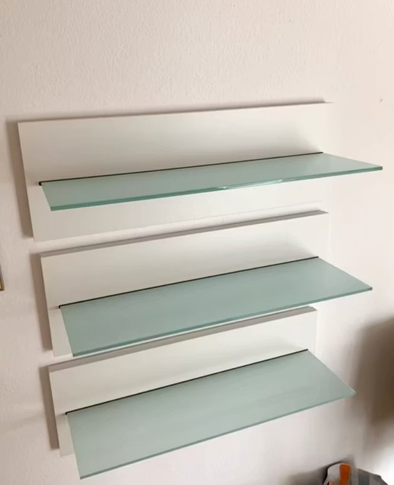 Image 1 of Molteni & C wall shelf with frosted glass, set of 3