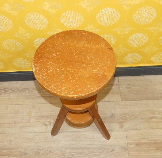 Image 1 of Vintage screw stool, swivel stool, studio stool, piano stool, height adjustable, rotatable, heavy, stable, min. 46cm Ø30/37