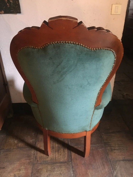Poltrona Voltaire in velluto verde – Poltrone, Legno (photo 5 of 6)