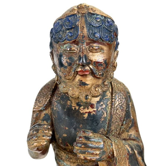 Arhat Statue, Gilded Dano Bronze, Himalayan – Buddhist Figure – Beeldhouwkunst (photo 15 of 16)