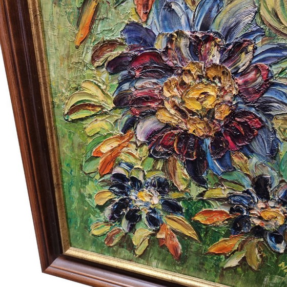 Image 1 of Vintage floraal olieverf schilderij