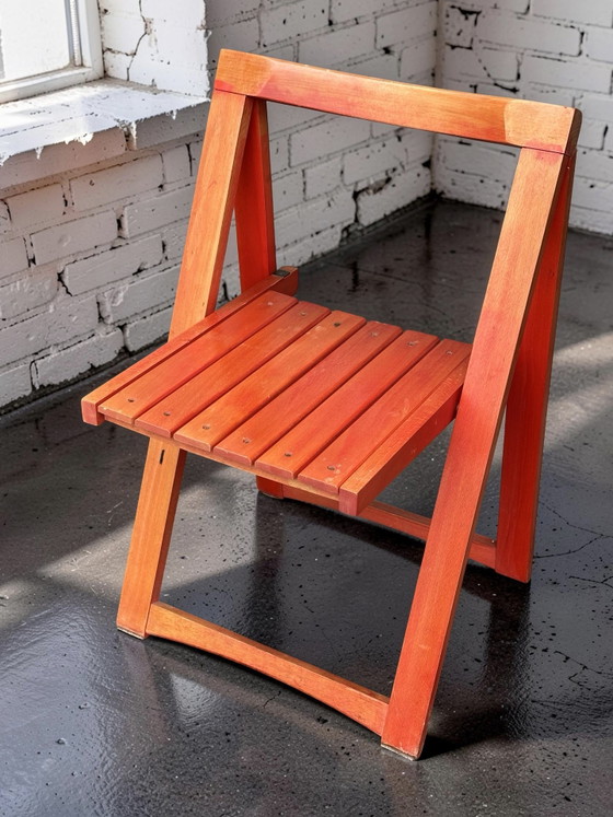 Set van 4 vintage ‘Trieste’ klapstoelen – Aldo Jacober voor Bazzani, jaren 60 retro oranje – Wood (photo 11 of 11)