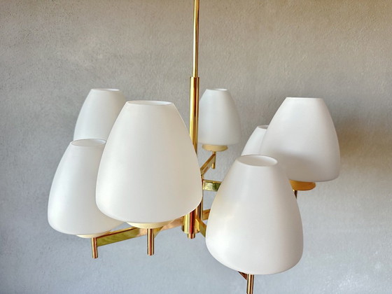 Vintage Kaiser Leuchten Pendant lamp – Glass, Brass (photo 10 of 15)