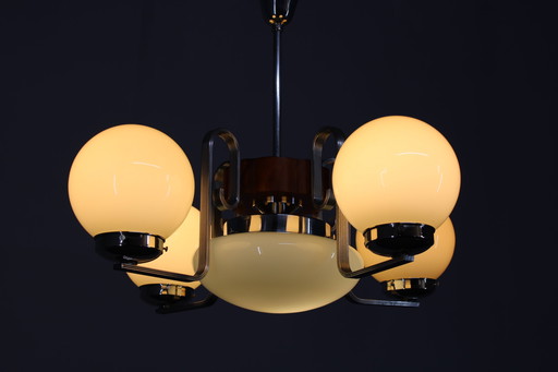 1970er Gelbglas-Hängeleuchte, Tschechoslowakei