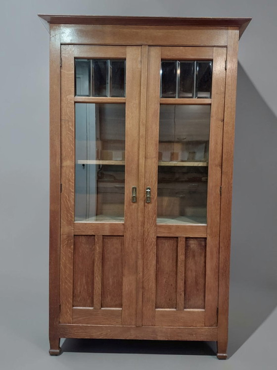 Armario antiguo, librería escolar de Ámsterdam, estilo Art Déco. – Wood, Glass (photo 6 of 11)