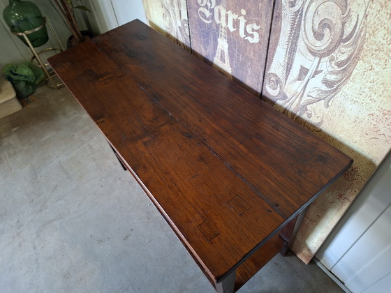 Image 1 of Koloniaal teakhouten sidetable, wandtafel console afm: 110x45cm en 80cm hoog.
