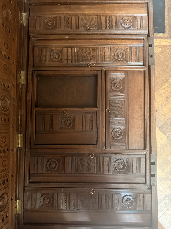 Cofre de viaje antiguo angloindio de teca / Cofre Mandalay (ca. 1880) – Armarios de almacenamiento, Wood (photo 3 of 10)