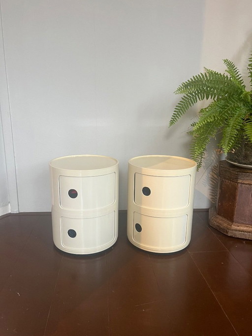 2x Kartell componibili kastjes rond vintage 