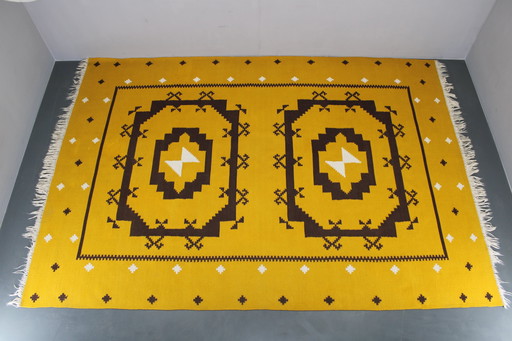 1950er Jahre Großer Kilim-Wollteppich , Tschechoslowakei