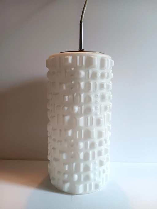 White Opaline Glass Ceiling Lamp - Peill & Putzler, 1970S