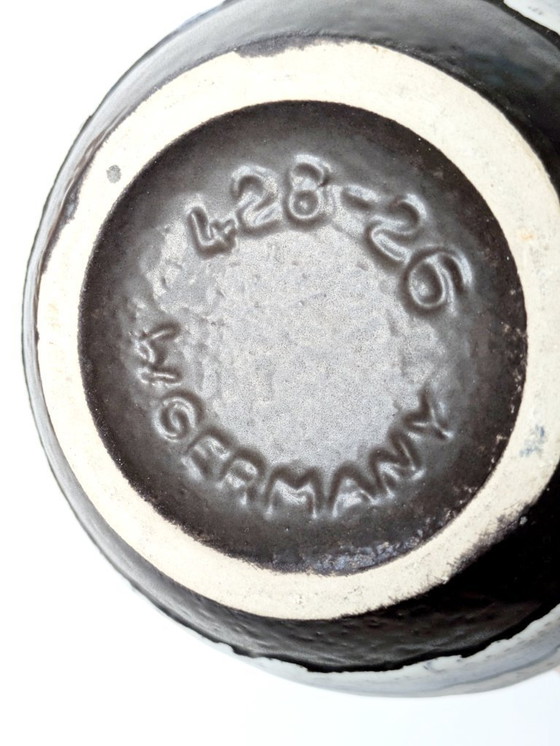 Image 1 of 1960 Scheurich Keramische Pitcher Vaas | Zwart en Wit | West Duits Aardewerk