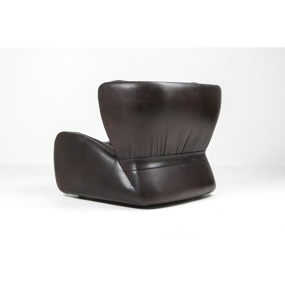 Image 1 of Vintage dark brown "Pasha" lounge chairs and ottoman by Durlet 1970