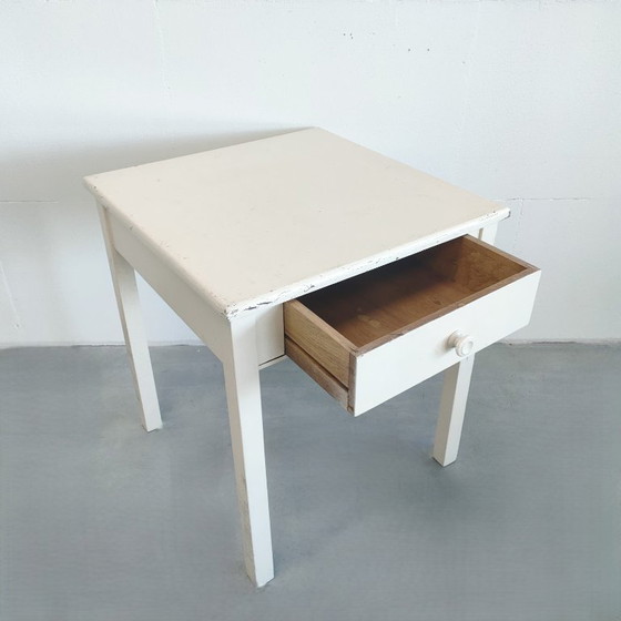 Image 1 of Set of 2 vintage Brocante side tables, plant table, coffee table, hallway cabinet with drawer
