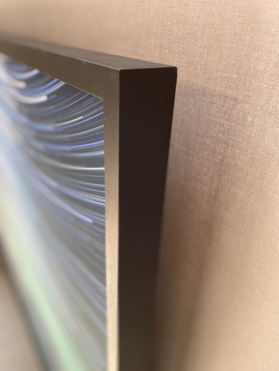 Image 1 of Aurora Borealis Fine Art Print: Framed Mountain Landscape Star Trails (100x100 cm).