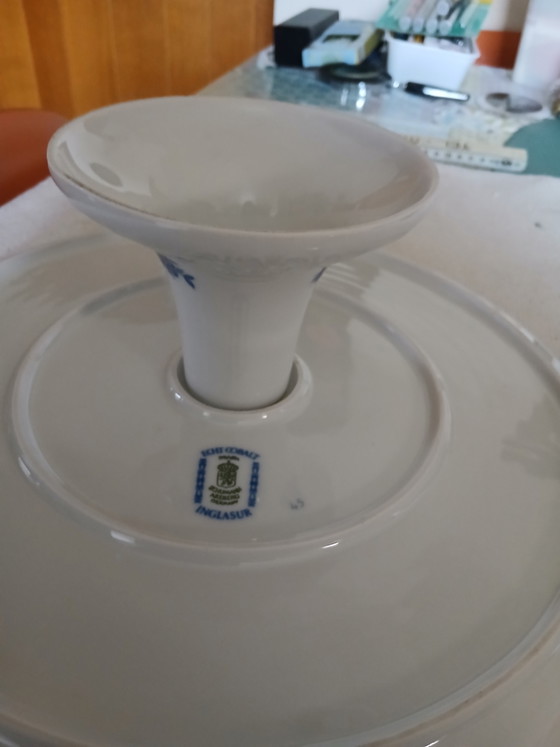 Image 1 of ARZBERG Schumann cobalt cake serving plate on a wide base