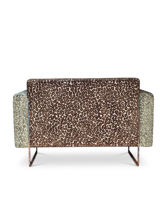 Artifort Mare loveseat stampa leopardata marrone verde appena rivestito, Divani 2 posti, Cromo, Velluto (foto 2 di 6)