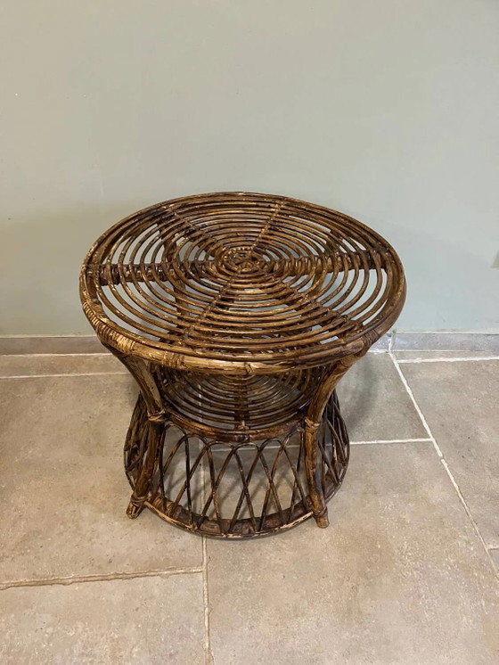 Mesa redonda de ratán – Mesas de centro, Wicker, Rattan, Vintage (photo 11 of 15)