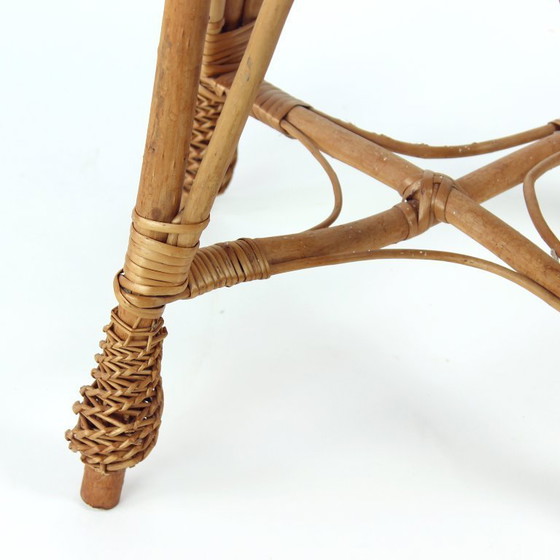 Image 1 of Vintage rotan kruk, Tsjecho-Slowakije 1960