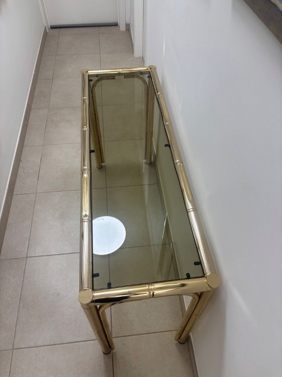 Image 1 of Vintage messing faux bamboe bijzet tafel 