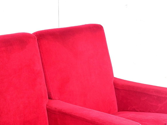 Vintage Bioscoopbank, Rode Fluweelbekleding met Klapstoelen, Loveseats, Hout, Rood (foto 14 van 15)