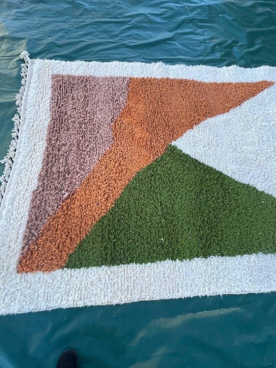 Image 1 of Tapis berbère en laine pure fait main traditionnelle 2/3 m