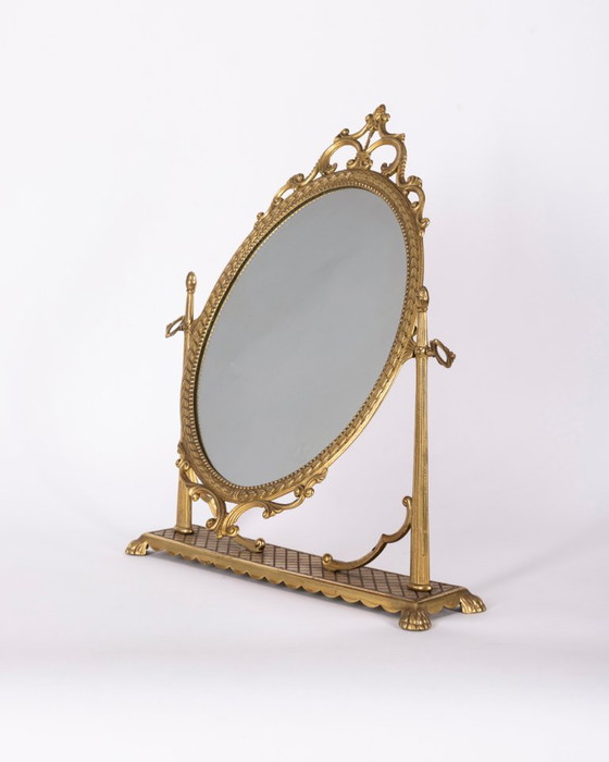 Vintage Italiaanse gedecoreerde messing tafelspiegel uit de jaren 60. – Brass (photo 11 of 15)