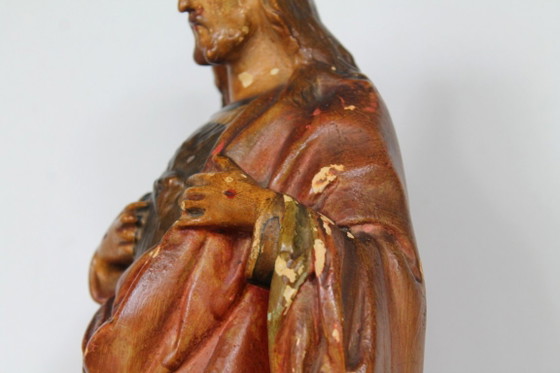 Image 1 of Devoción de Cristo al Sagrado Corazón. Antigua, 49 cm de alto.