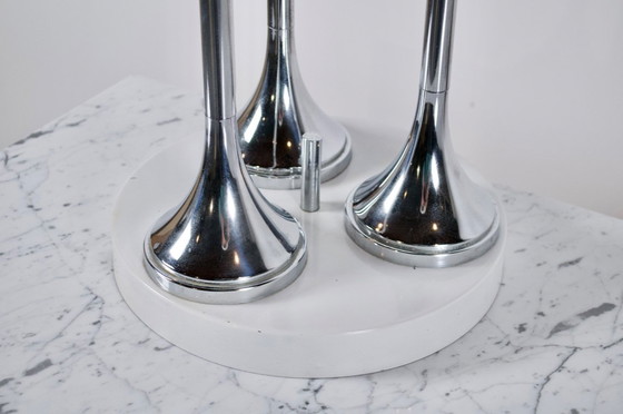 Image 1 of LAMPE ITALIENNE 3 GLOBES ANNÉES 70' DANS LE GOÛT DE REGGIANI