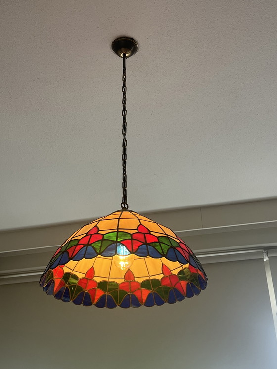 Image 1 of Lampada a sospensione vintage anni '90 in stile Tiffany
