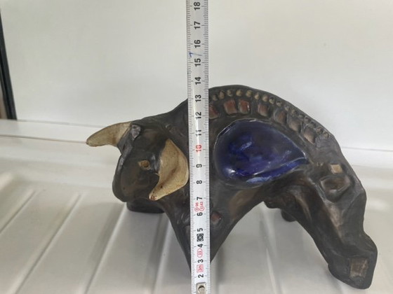 Image 1 of Céramique vintage des années 70 - Taureau - Elisabeth Vandeweghe - Perignem