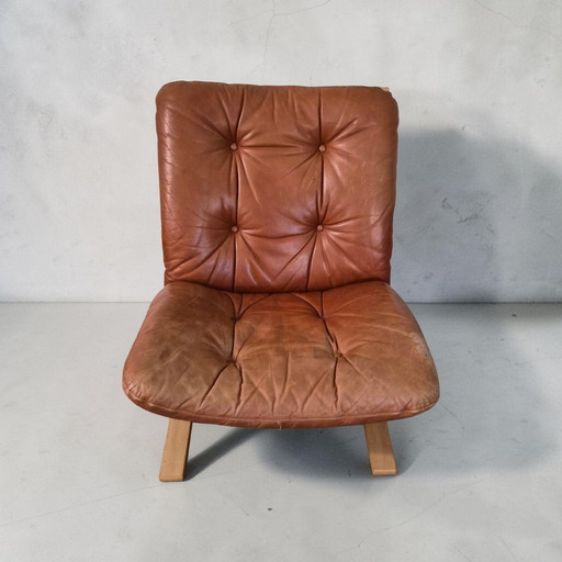 3x Fauteuils Siesta en cuir design milieu du siècle, style cantilever, Sigmar Relling, Westnofa, années 1970