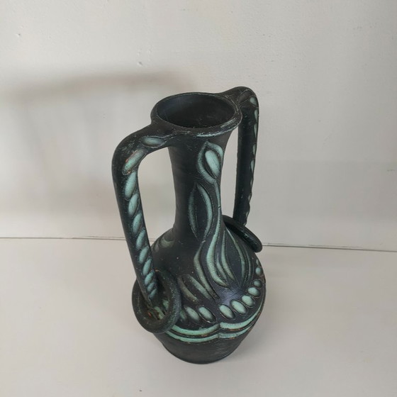 Brocca spagnola verde e nera di Ceramicas Arbusias Spain con anelli, Ceramicas Arbucias, Vasi, Vintage (foto 10 di 10)