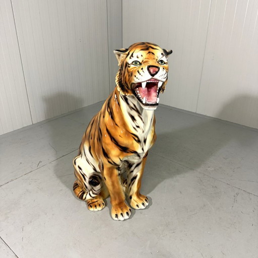 Grande tigre in ceramica, Italia, anni '70