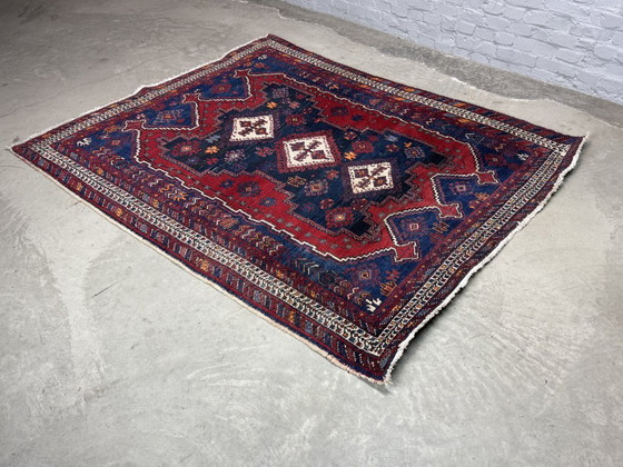 Image 1 of Vintage Hand-Knotted Tribal Wool Rug with Geometric Medallions, Persia / Central Asia, c. 1970s, 160x200 cm